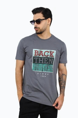  خرید تی شرت آستین کوتاه مردانه چاپدار رنگ طوسی چاپدار ، تیشرت یقه گرد خرید و ارسال رایگان. 