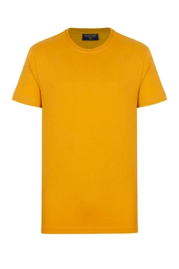 خرید تیشرت آستین کوتاه ساده مردانه رنگ زرد پرتقالی ، تیشرت ساده یقه گرد خرید و ارسال رایگان. 