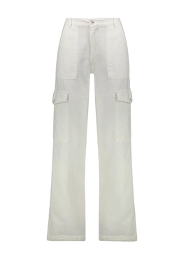 خرید شلوار کارگو زنانه ، مدل شش جیب رنگ سفید شیری ، خرید آسان شلوار زنانه ارسال سریع. 