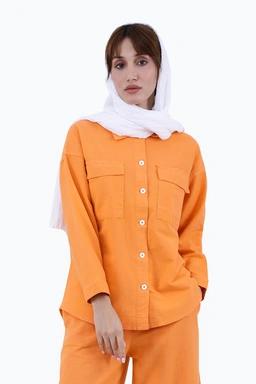 شومیز زنانه یقه برگردان ، شومیز با آستین سه ربع خنک مناسب فصول گرم و نیمه گرم. 