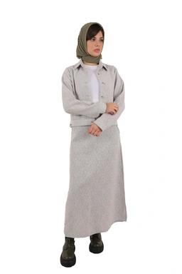 ست کت و دامن زنانه رنگ طوسی