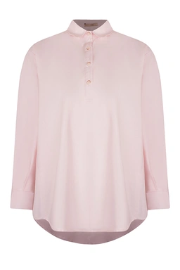 شومیز یقه برگردان آستین بلند زنانه رنگ صورتی روشن