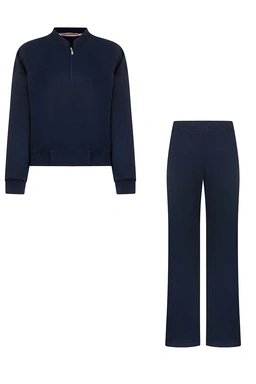 ست سوئیشرت کراپ و شلوار بگی زنانه رنگ سرمه ای