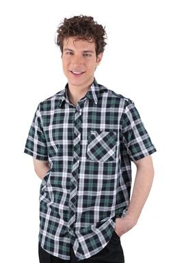 پیراهن آستین کوتاه کلاسیک مردانه طرح چهارخانه