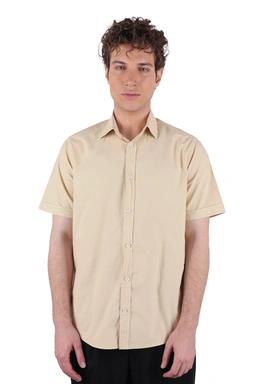 پیراهن آستین کوتاه مردانه کتان رنگ شیری