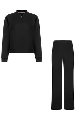 ست سوئیشرت کراپ و شلوار بگی زنانه رنگ مشکی