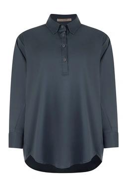 شومیز یقه برگردان آستین بلند زنانه رنگ طوسی سیر