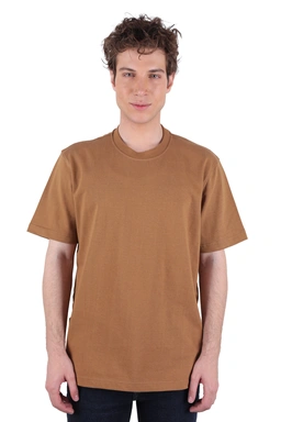 تیشرت یقه گرد آستین کوتاه مردانه رنگ قهوه ای روشن