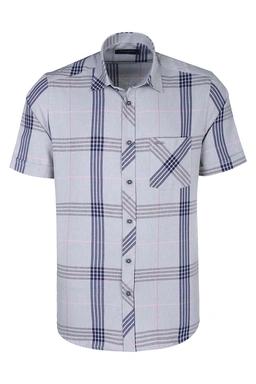 پیراهن آستین کوتاه کلاسیک مردانه طرح چهارخانه