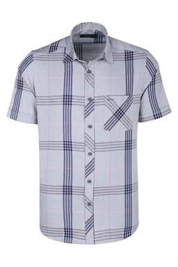 پیراهن آستین کوتاه کلاسیک مردانه طرح چهارخانه