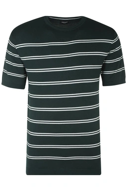 تیشرت بافت یقه گرد مردانه طرح راه راه رنگ سبز