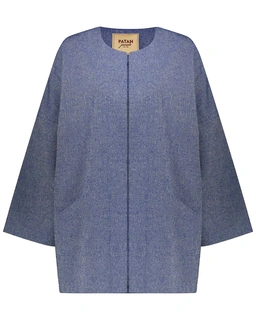 مانتو کتی یقه گرد زنانه رنگ آبی