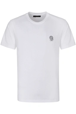 تیشرت آستین کوتاه یقه گرد مردانه چاپدار رنگ سفید