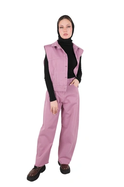 ست جلیقه و شلوار کتان زنانه رنگ صورتی