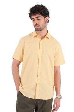 پیراهن آستین کوتاه یقه برگردان لینن مردانه