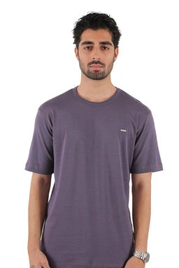 تیشرت یقه گرد آستین کوتای ساده رنگ بنفش