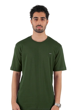 تیشرت یقه گرد آستین کوتای ساده رنگ سبز