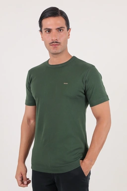 تیشرت یقه گرد آستین کوتای ساده رنگ سبز