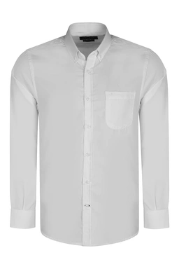 پیراهن آستین بلند مردانه ساده رنگ سفید 