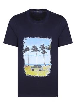 تیشرت آستین کوتاه یقه گرد مردانه مدل چاپدار سرمه ای