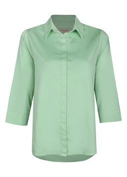 شومیز قاپک مخفی زنانه رنگ سبز