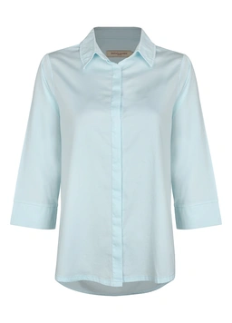 شومیز قاپک مخفی زنانه رنگ آبی