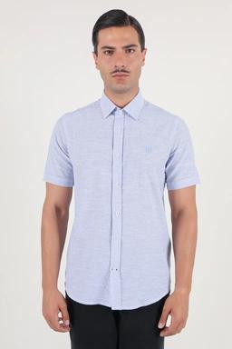 پیراهن نخی مردانه آستین کوتاه طرح راه راه