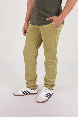 شلوار کتان مردانه مدل راسته بدون کش رنگ شتری