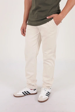 شلوار کتان مردانه مدل راسته بدون کش رنگ کرم