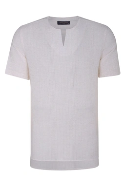 پیراهن آستین کوتاه مردانه رنگ کرم