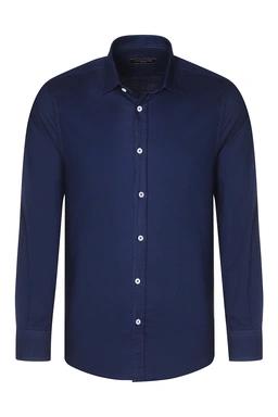 پیراهن آستین بلند مردانه ساده رنگ سرمه ای