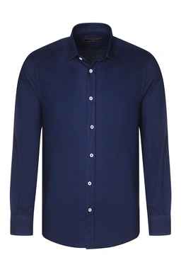 پیراهن آستین بلند مردانه ساده رنگ سرمه ای