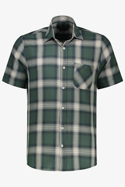 پیراهن آستین کوتاه نخی مردانه طرح چهارخانه رنگ سبز