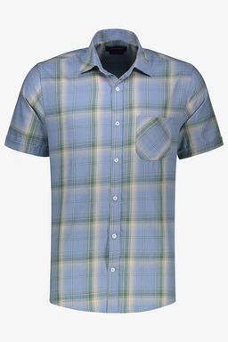 پیراهن آستین کوتاه نخی مردانه طرح چهارخانه رنگ آبی روشن