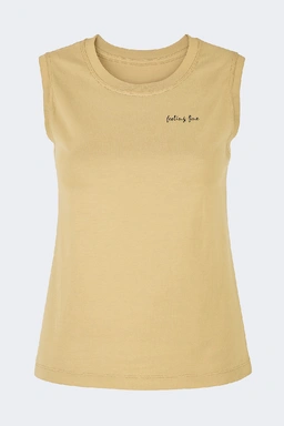 تاپ ساده بدون آستین کرم زنانه