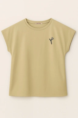 تیشرت کیمونو گلدوزی شده زنانه رنگ کرم