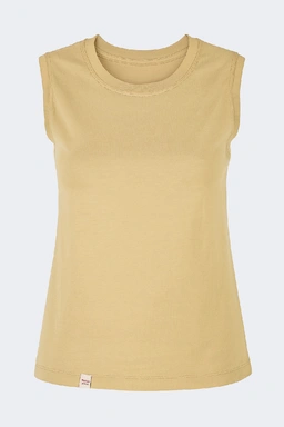 تاپ ساده بدون آستین کرم زنانه گلدوزی شده