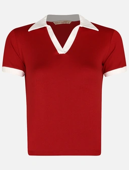 تیشرت آستین کوتاه یقه دار زنانه