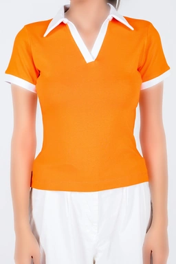 تیشرت آستین کوتاه یقه دار زنانه