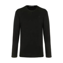 تیشرت مردانه آستین بلند یقه گرد مشکی رنگ پارچه 100 درصد پنبه قد 70 سانتیمتر ساخت ایران تولید پاتن جا