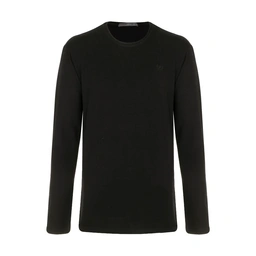 تیشرت مردانه آستین بلند یقه گرد مشکی رنگ پارچه 100 درصد پنبه قد 70 سانتیمتر ساخت ایران تولید پاتن جا