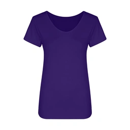 تیشرت زنانه یقه گرد آستین کوتاه بنفش رنگ 100 درصد پنبه لانگ ساخت ایران تولید پاتن جامه کیفیت عالی پش