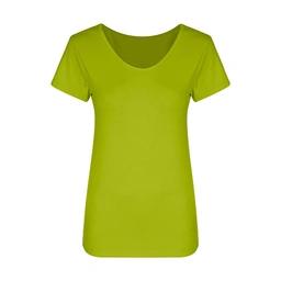 تیشرت زنانه یقه گرد آستین کوتاه پشت چاپ دار لانگ سبز 100 درصد پنبه ساخت پاتن جامه تولید ایران کیفیت 