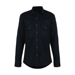 پیراهن کتان مردانه ضخیم دو جیب در دار از برند پاتن جامه. رنگ مشکی پارچه ضخیم. 