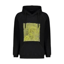 هودی مردانه کلاهدار آستین بلند پارچه گلکسی چاپدار مشکی رنگ مناسب فصل سرما ساخت ایران تولید پاتن جامه