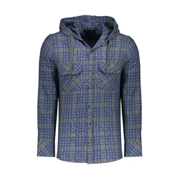 خرید پیراهن پشمی کلاهدار مردانه. مدل کلاهدار طرح چهارخانه. 