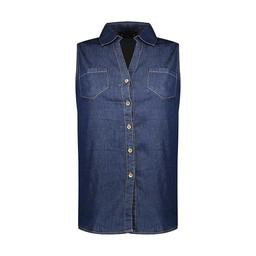 تاپ یقه دار جین زنانه تولید شرکت پاتن جامه می باشد. جنس پارچه جین صد در صد پنبه است. مناسب برای استف