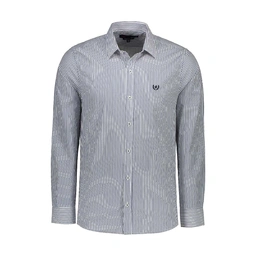 پیراهن آستین بلند مردانه تولید شرکت پاتن جامه. جنس پارچه تترون - 35 درصد پنبه - 65 درصد پلی استر. تک