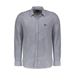 پیراهن آستین بلند مردانه طرح راه راه یقه برگردان مدل REGULAR معمولی.