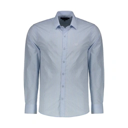 پیراهن آستین بلند مردانه تولید شرکت پاتن جامه. جنس پارچه تترون - 35 درصد پنبه - 65 درصد پلی استر. تک